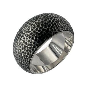 BOTTEGA VENETA oxidised sterling silver HAMMERED Bangle Bracelet